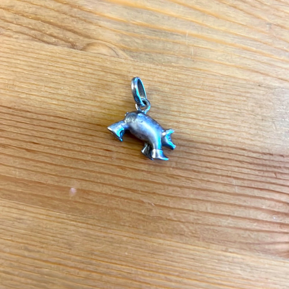 Silver pig charm